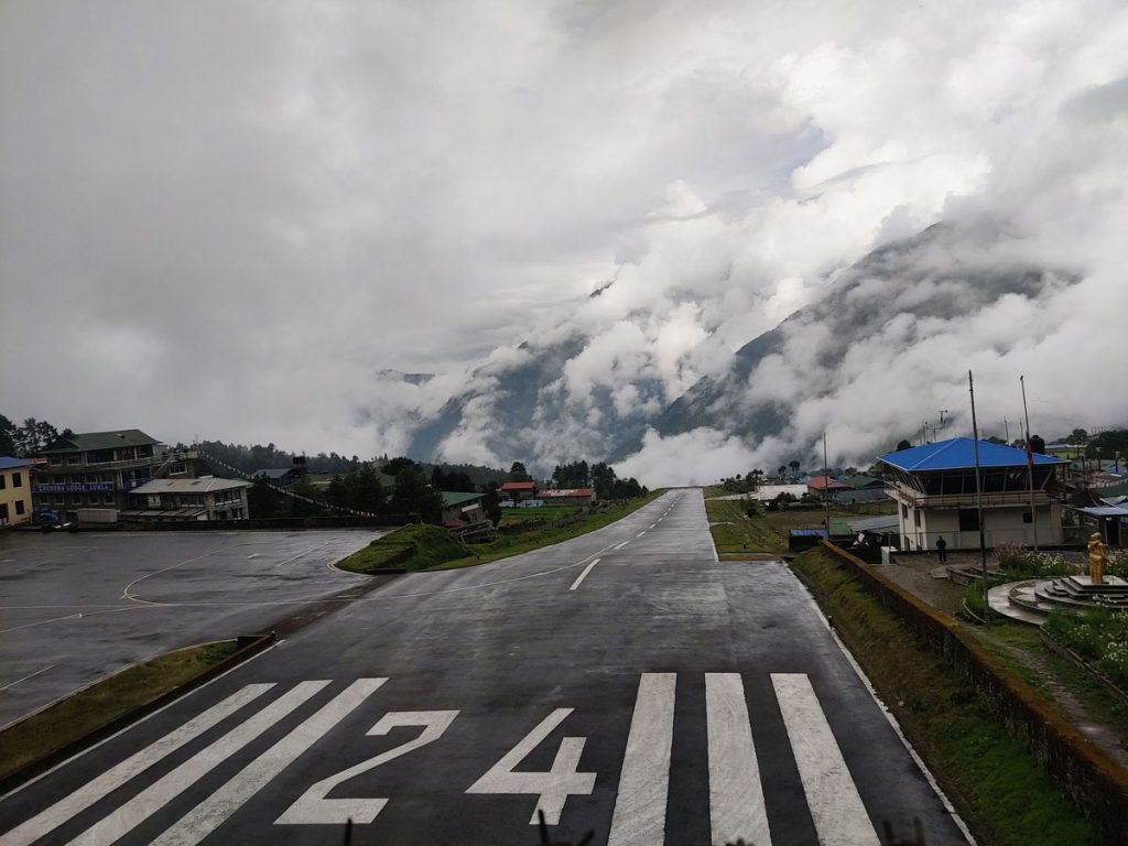 Lukla Airport on a cloudy day