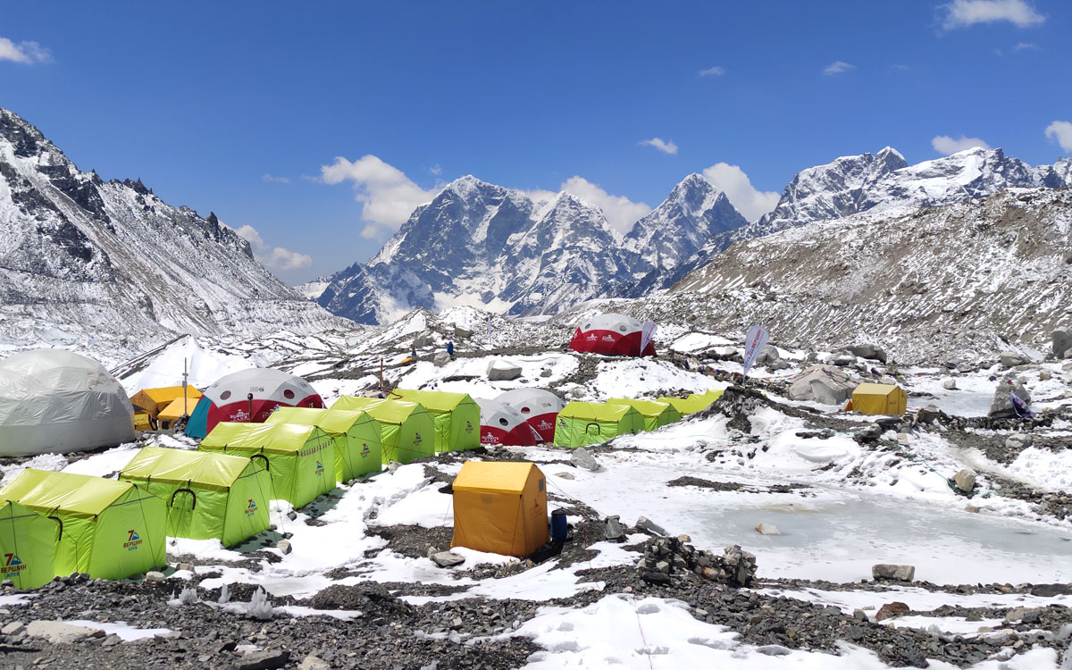 everest base camp during climbing season