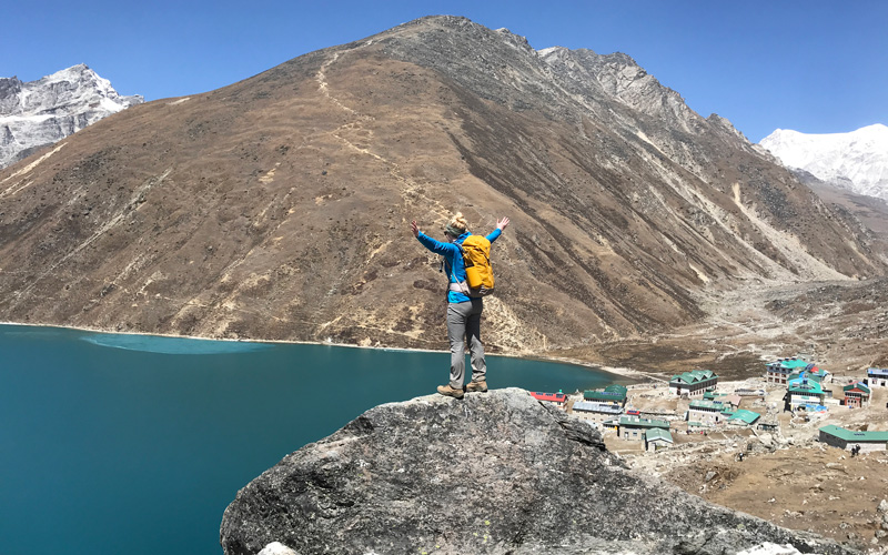 A trekker enjoying in Gokyo