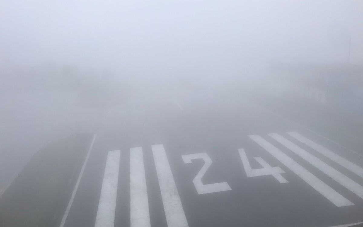 Lukla airport runway in bad weather