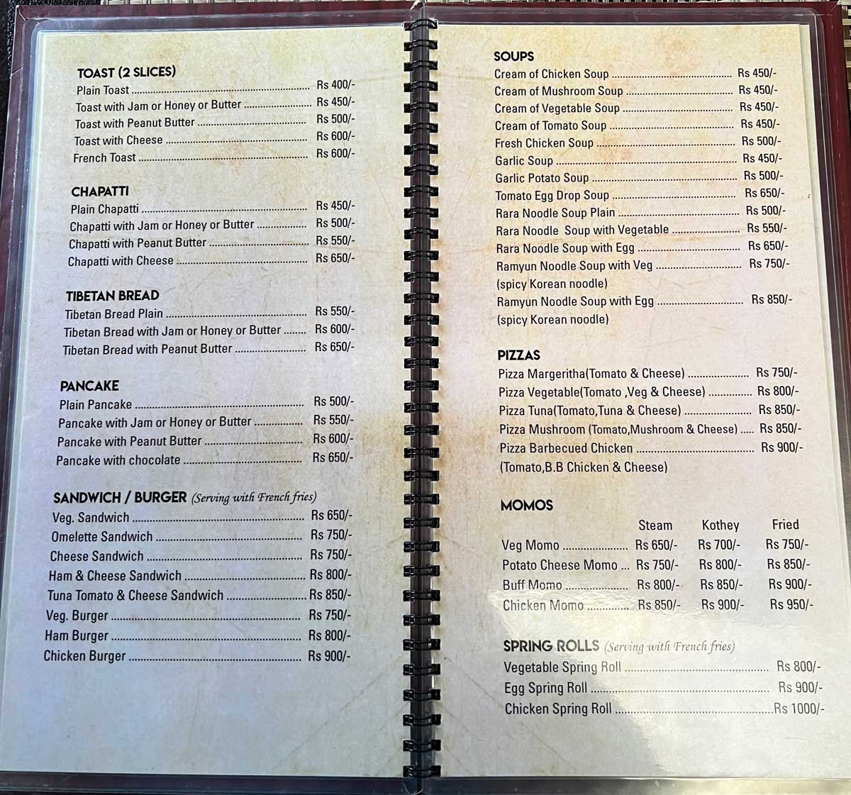 food menu during everest base camp trek