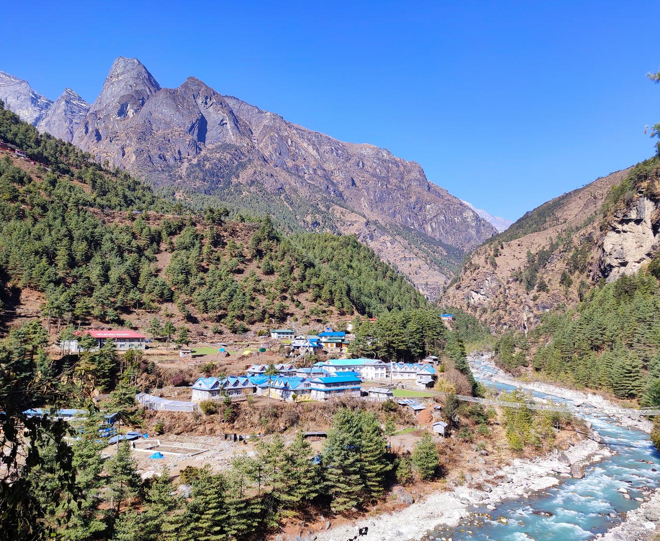 View upon reaching Phakding village