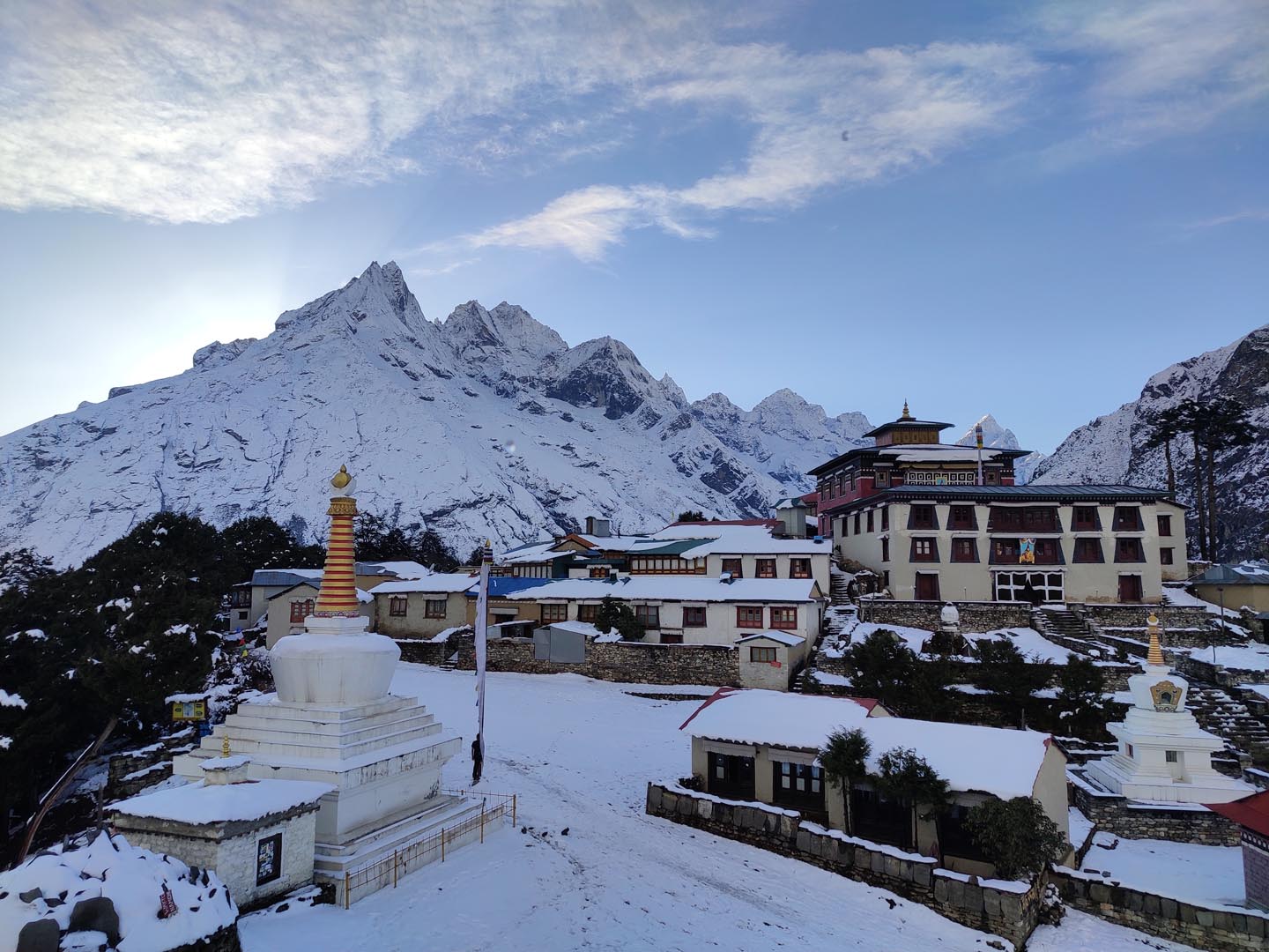 Tengboche Monastery covered in snow