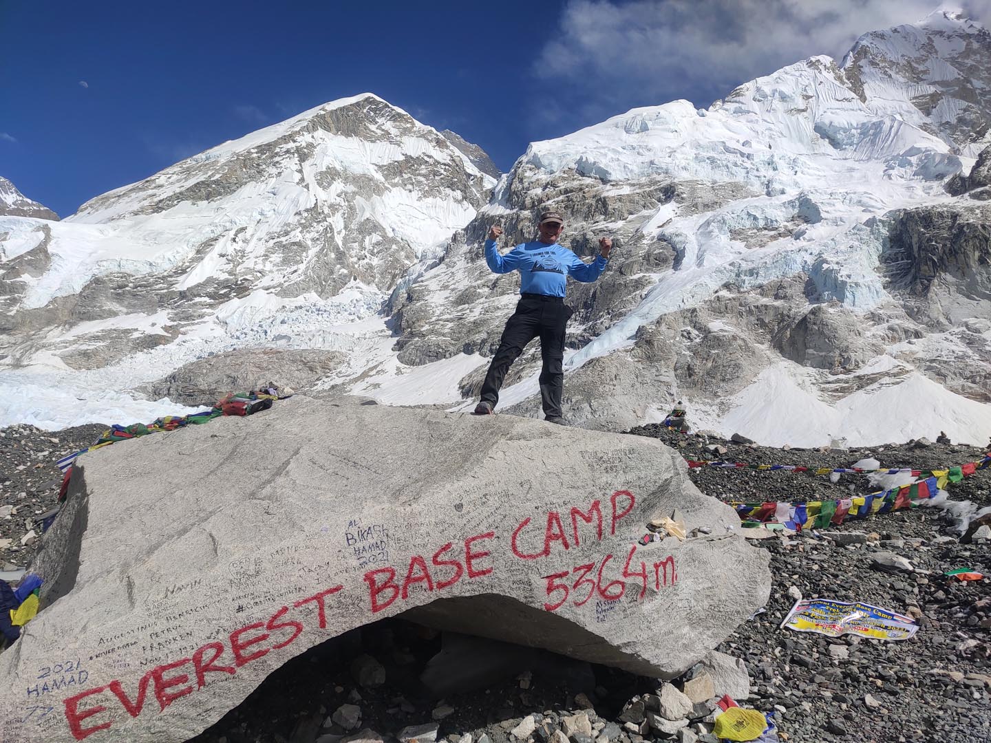 Victorious feel of reaching the base of the world's highest: Everest