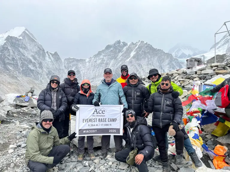 Celebrating achievement at Everest Base Camp
