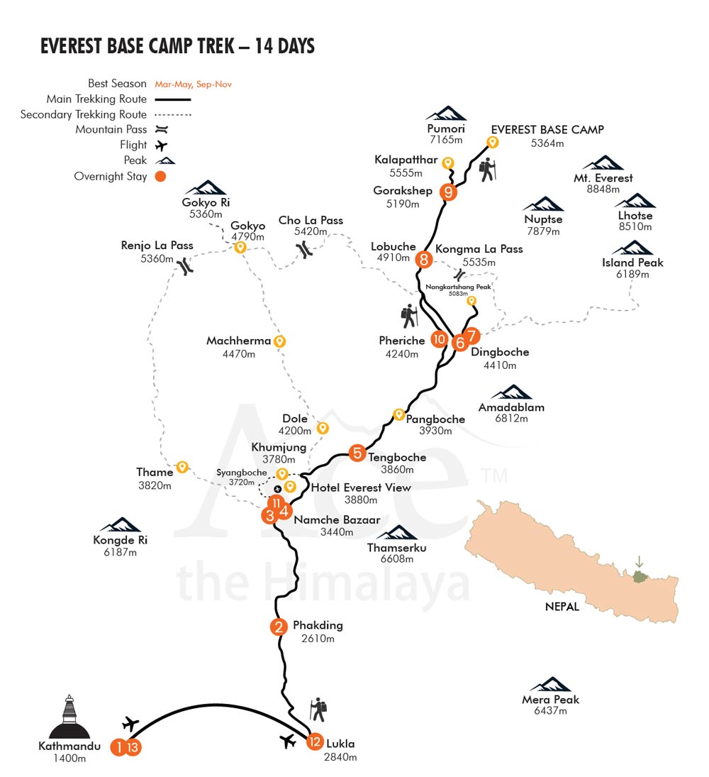 Everest Base Camp Map 10 Days Everest Base Camp Trek Itinerary