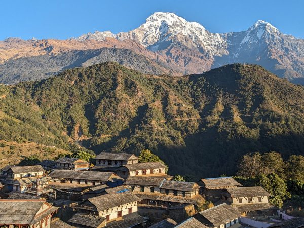 Ghandruk village with Annapurna South and Hiunchuli in background