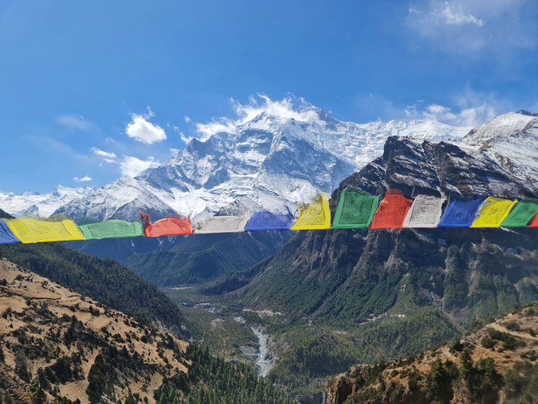 Glimpse of Annapurna II on the Annapurna Circuit Trek