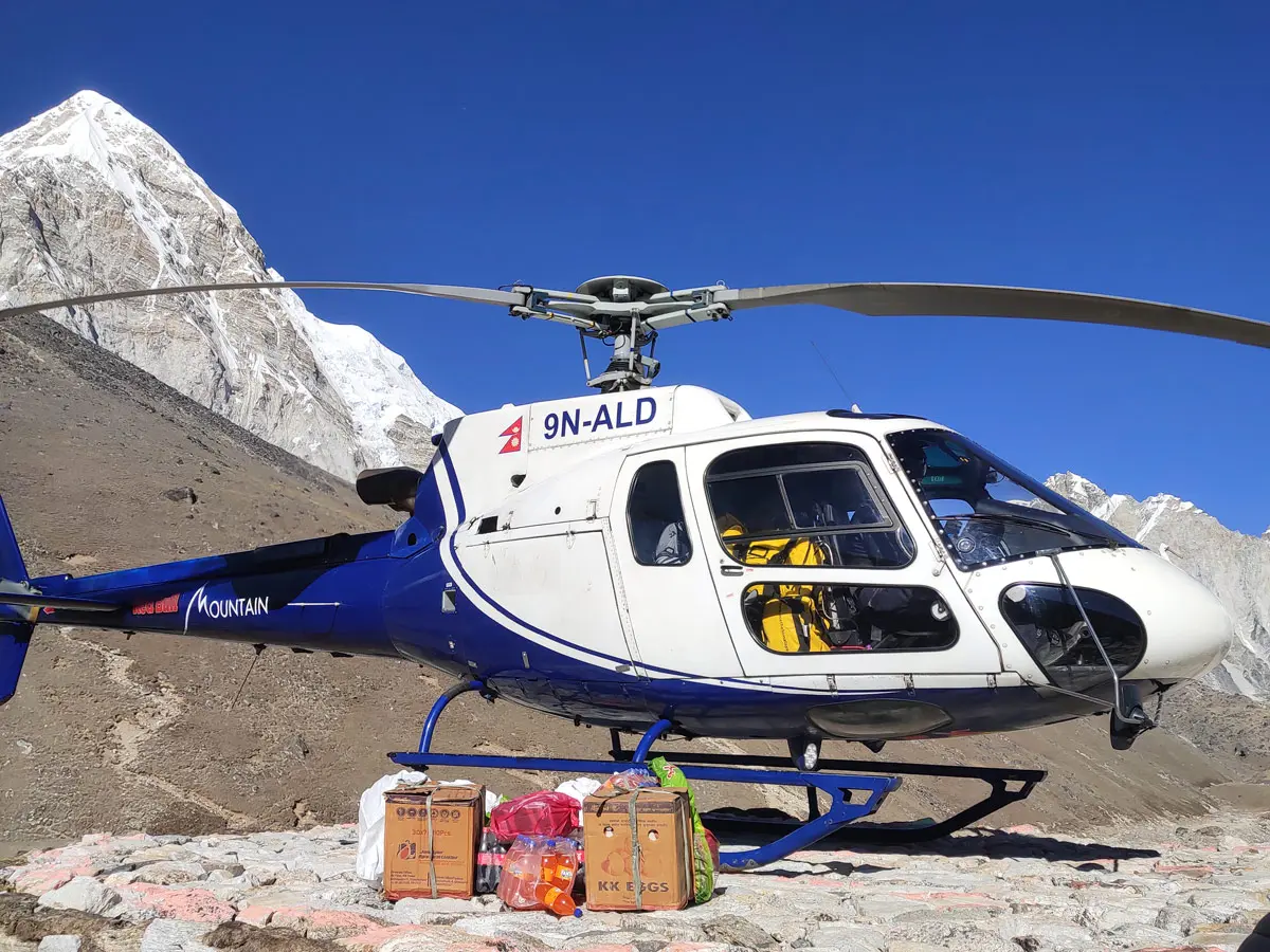 Helicopter shuttle from Gorakshep to Lukla