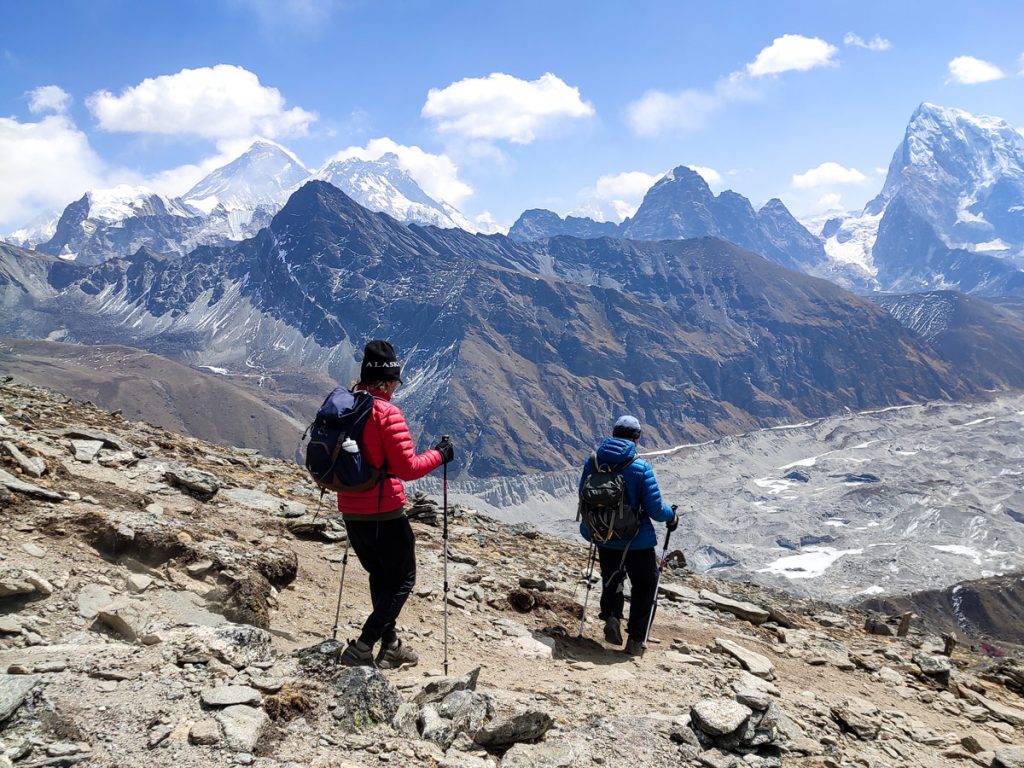 Best Things to Do During Everest Base Camp Trek 13 Hiking Down from Gokyo Ri with Mt Everest in the background