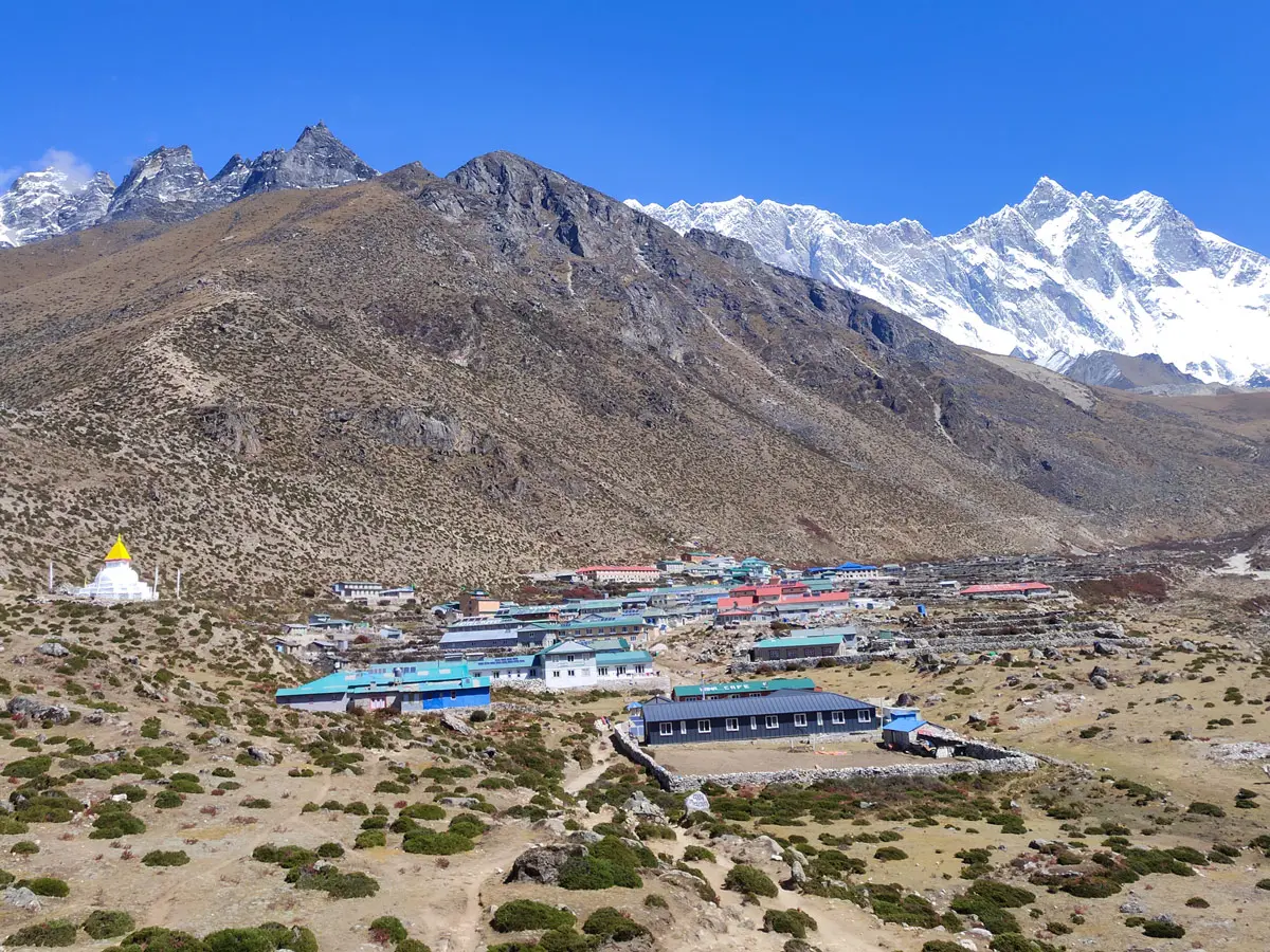 Stunning mountain views surround the serene guesthouses of Dingboche