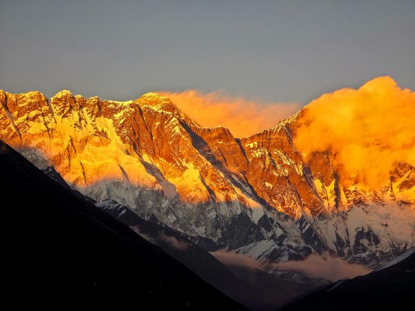 Sunset over Mt Everest from Tengboche
