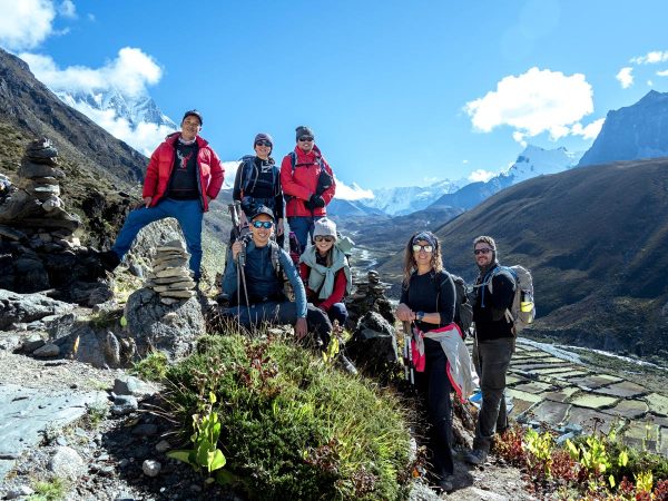 Trekkers above Dingboche, on the way to Everest Base Camp