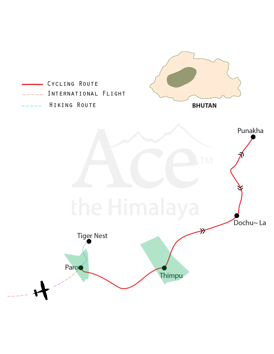 Bhutan Biking map