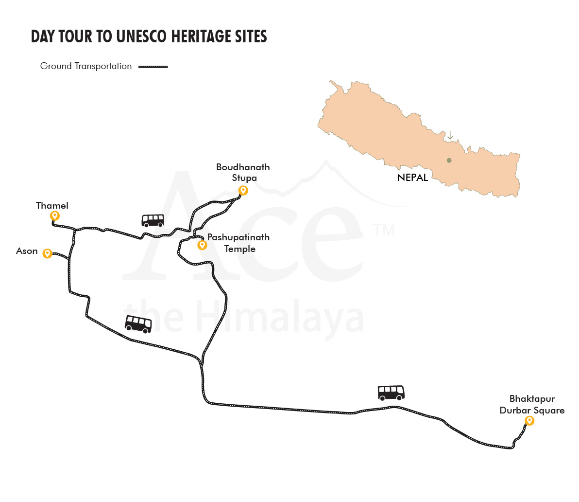 Day Tour to UNESCO Heritage Sites map