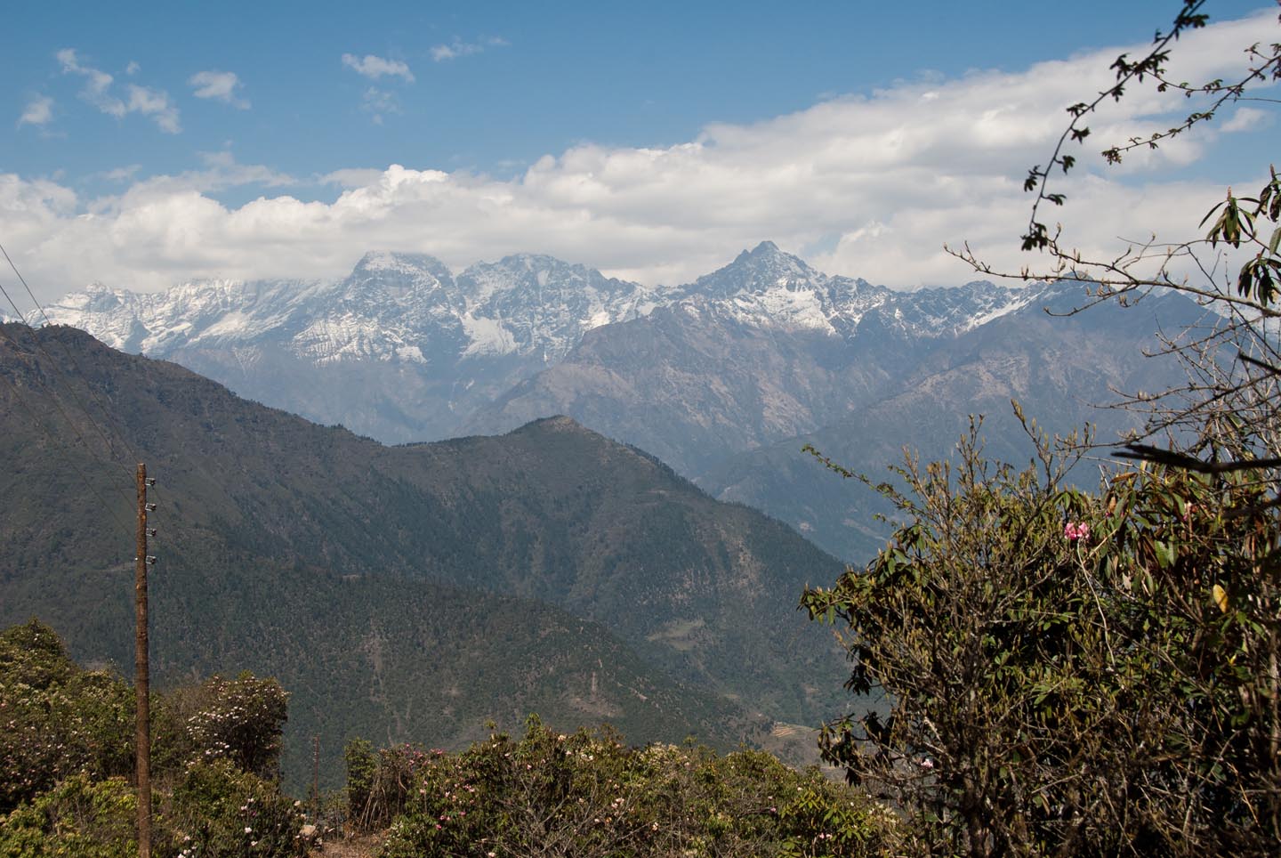 A view of Kusum Khangkaru and Mera Peak beyond Taksindu La pass