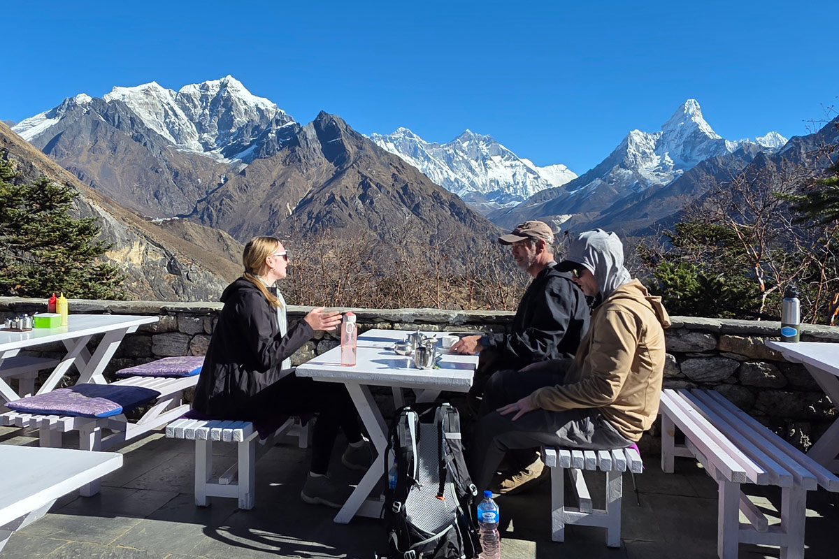 Taking in panoramic Himalayan views from Hotel Everest View Taking in panoramic Himalayan views from Hotel Everest View