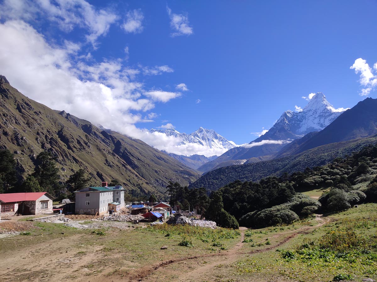 View of Everest, Lhotse and Amadablam from Tengboche