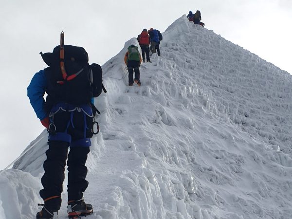 Reaching the summit of Island Peak