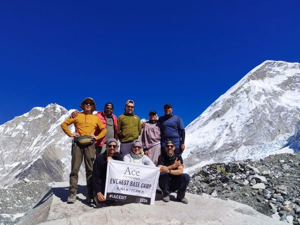 Standing proud at Everest Base Camp, a goal achieved!