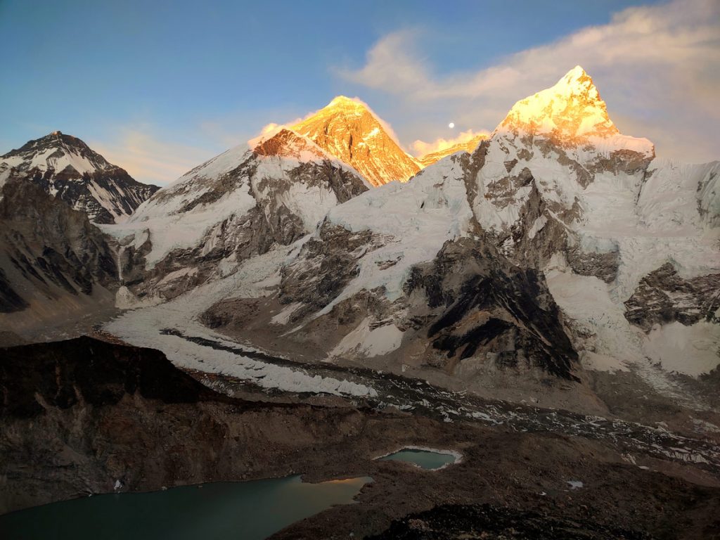 Sunset view of Everest and Nuptse from Kalapatthar