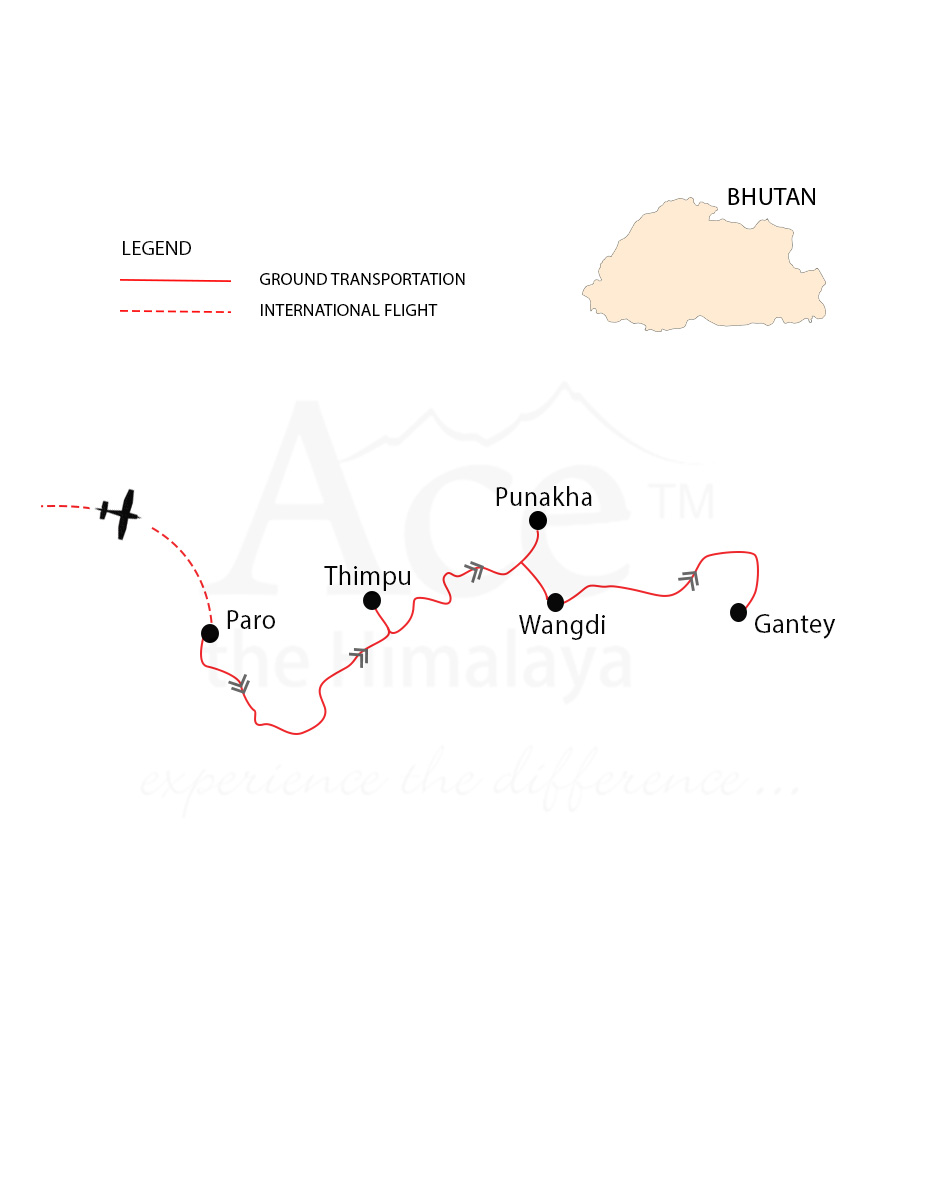 Bhutan Multi Sports Tour map