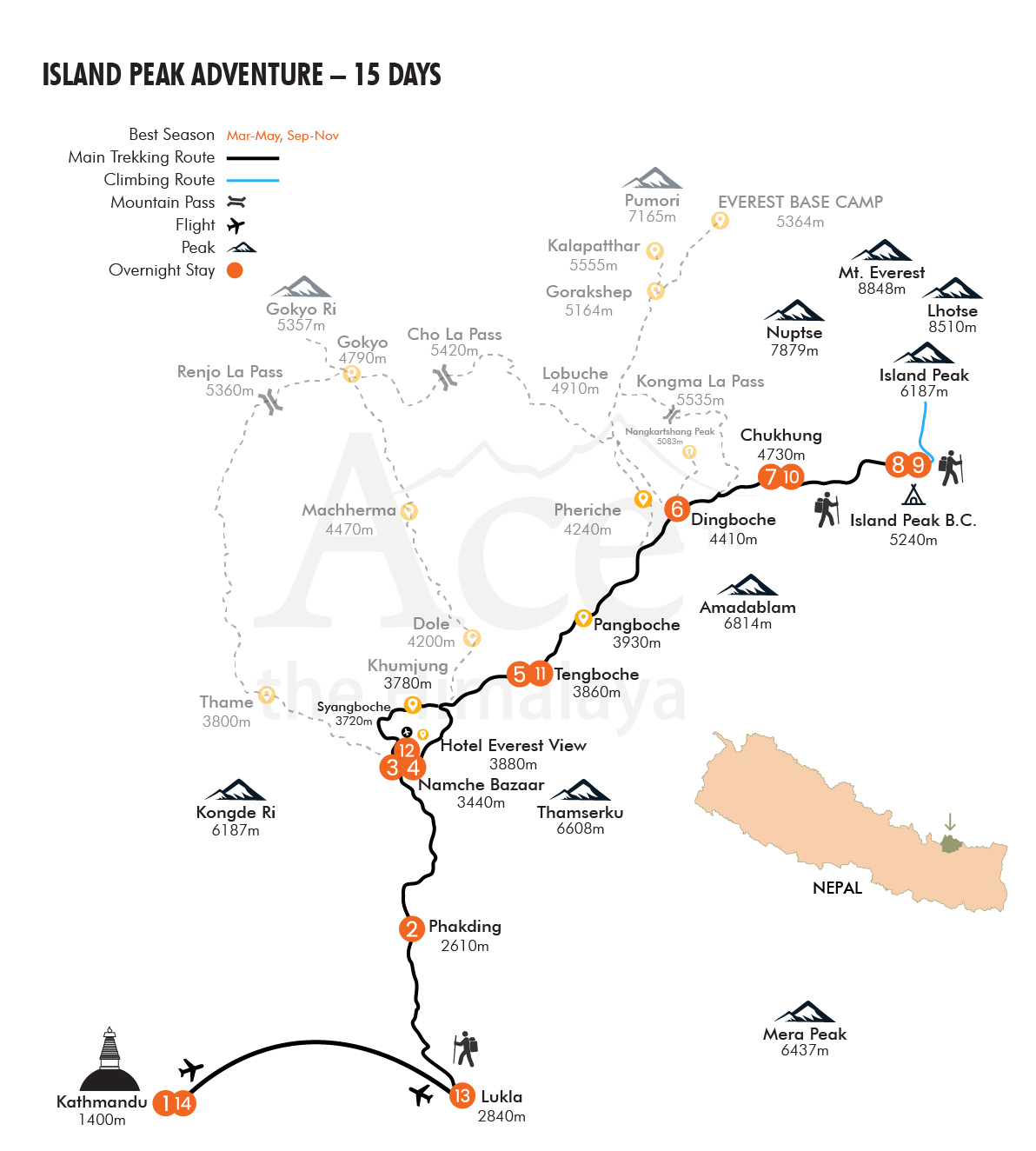 Island Peak Climbing map