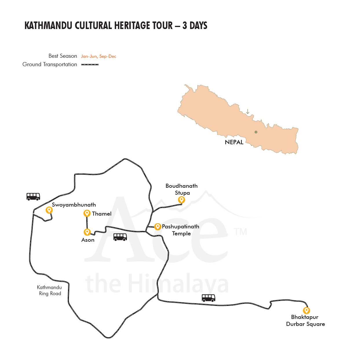 Kathmandu Cultural Heritage Tour map