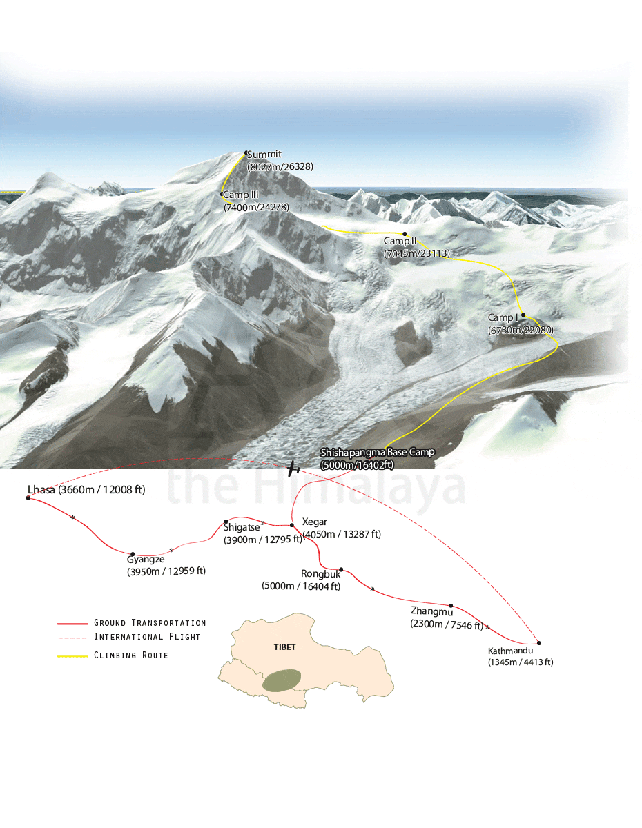 Shishapangma Expedition map