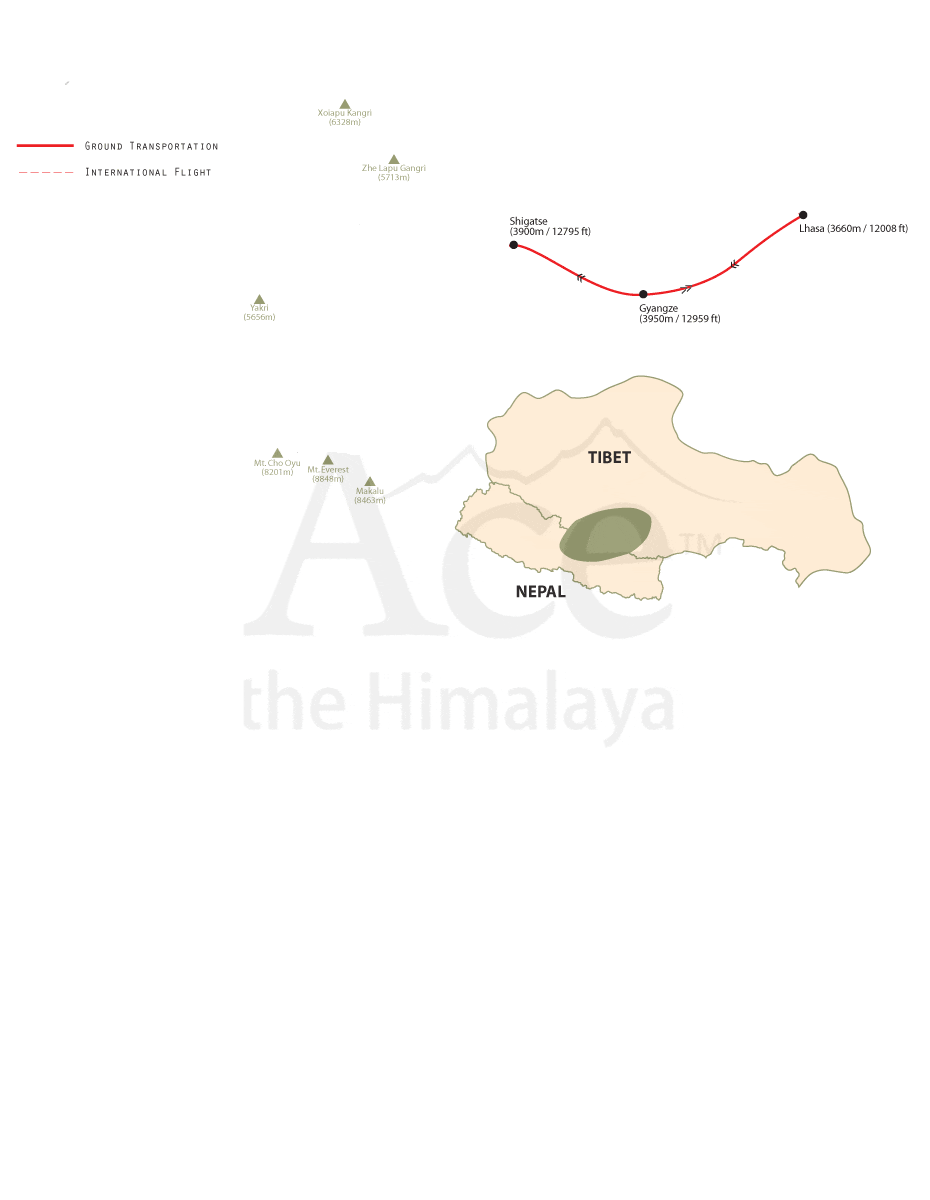 Tibet Heritage Tour map