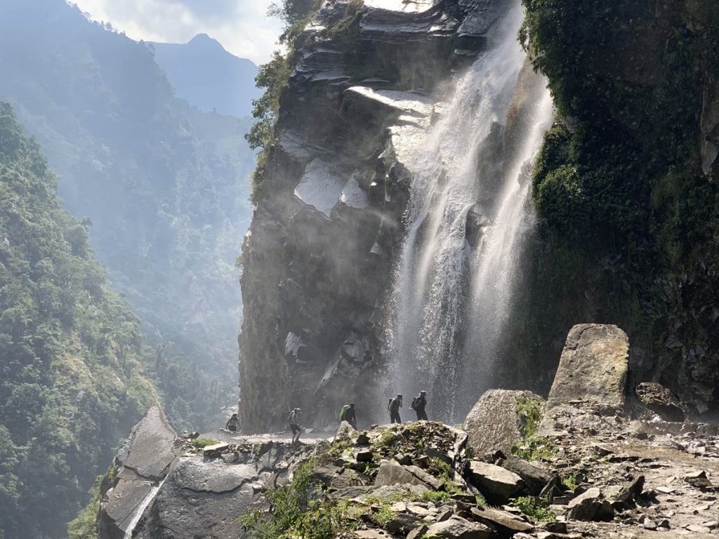 a beautiful waterfall after tatopani
