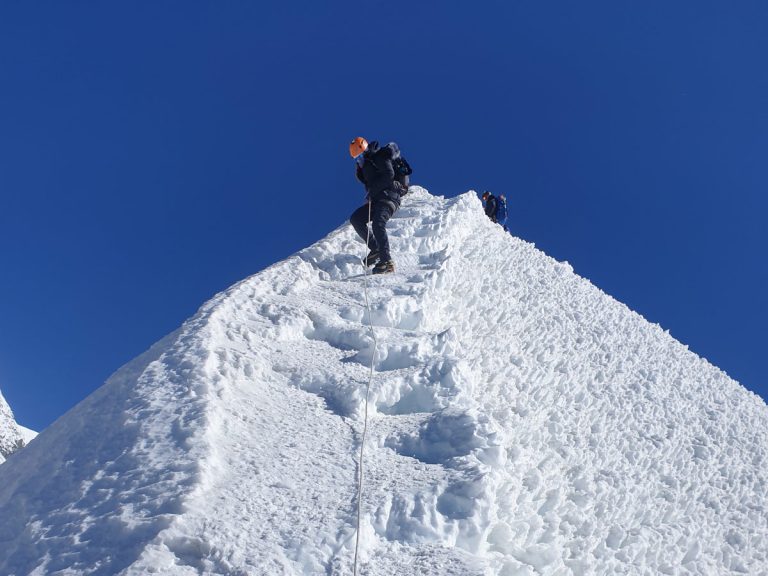 Descending from Island Peak summit