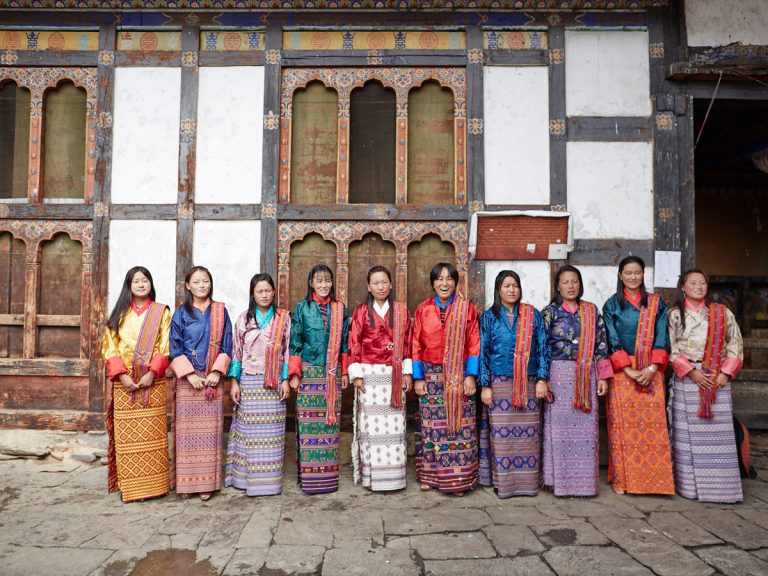 Ladies in traditional attire in Tamshing