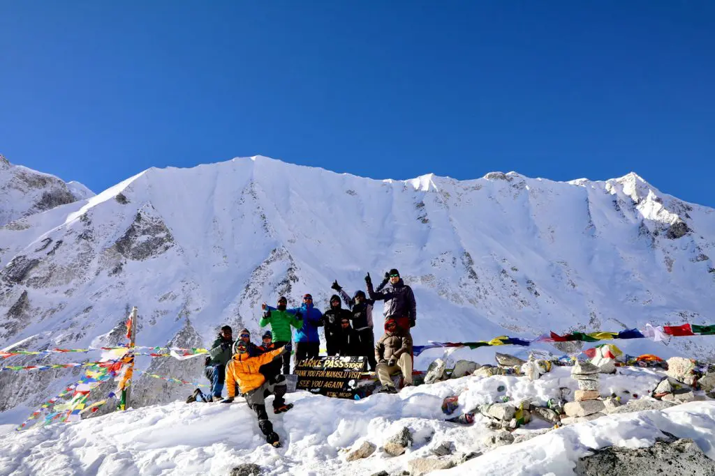 Challenging Treks in Nepal 7 Larke Pass summit celebration