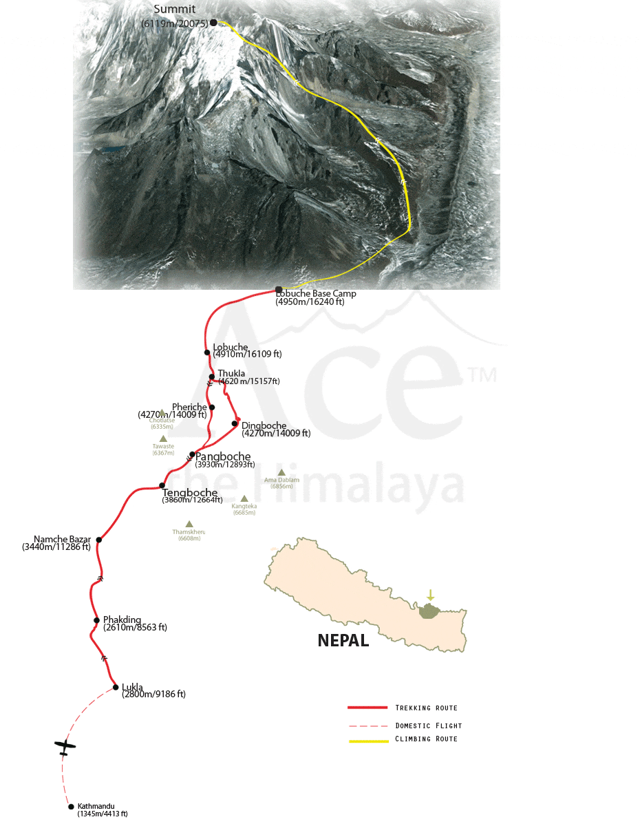 Everest Base Camp and Lobuche East map