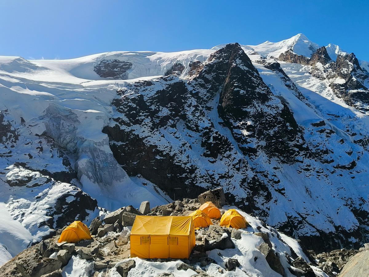 Top Beginner Friendly Mountaineering Peaks in Nepal 3 Tents at Mera Peak Base Camp