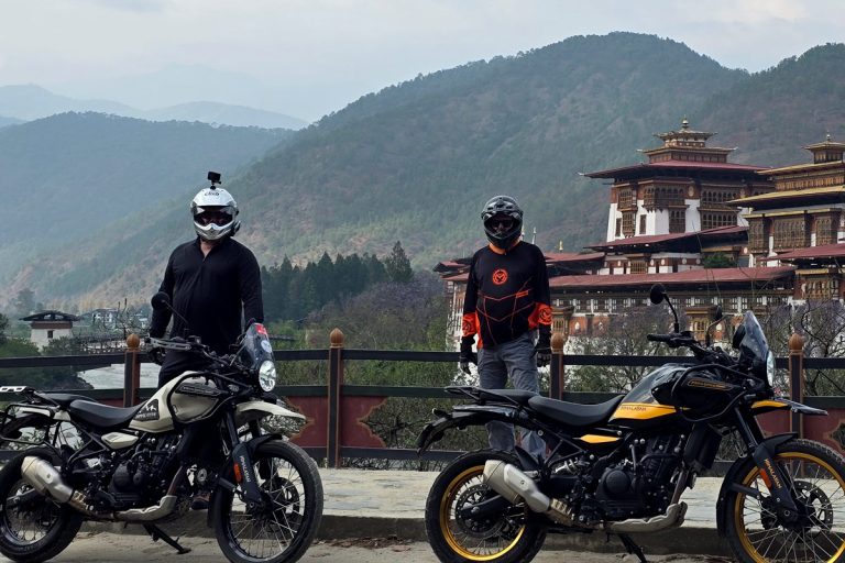 Riders arrive in Punakha Dzong