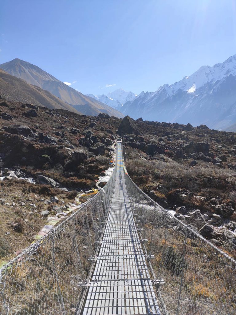 Suspension bridge near Kyanjin Gompa