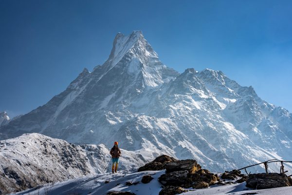 Trekkers standing at Mardi Himal High Camp