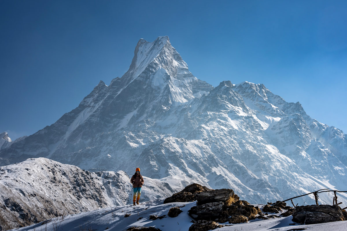 Trekkers standing at Mardi Himal High Camp