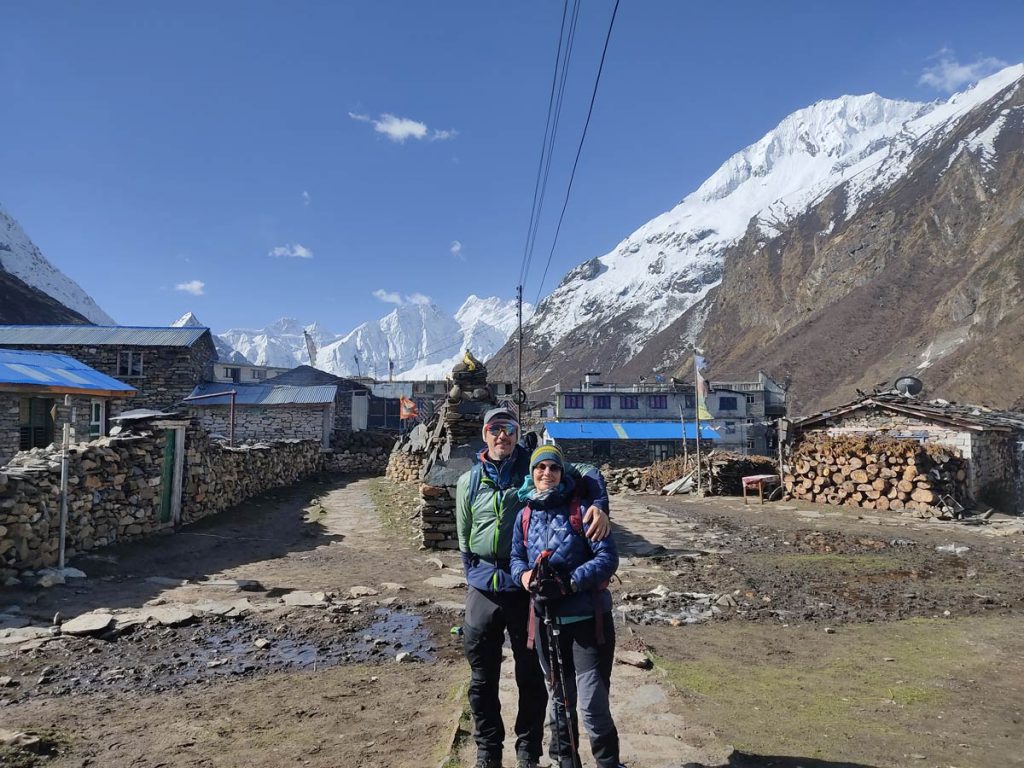 Trekkers at Samdo Village