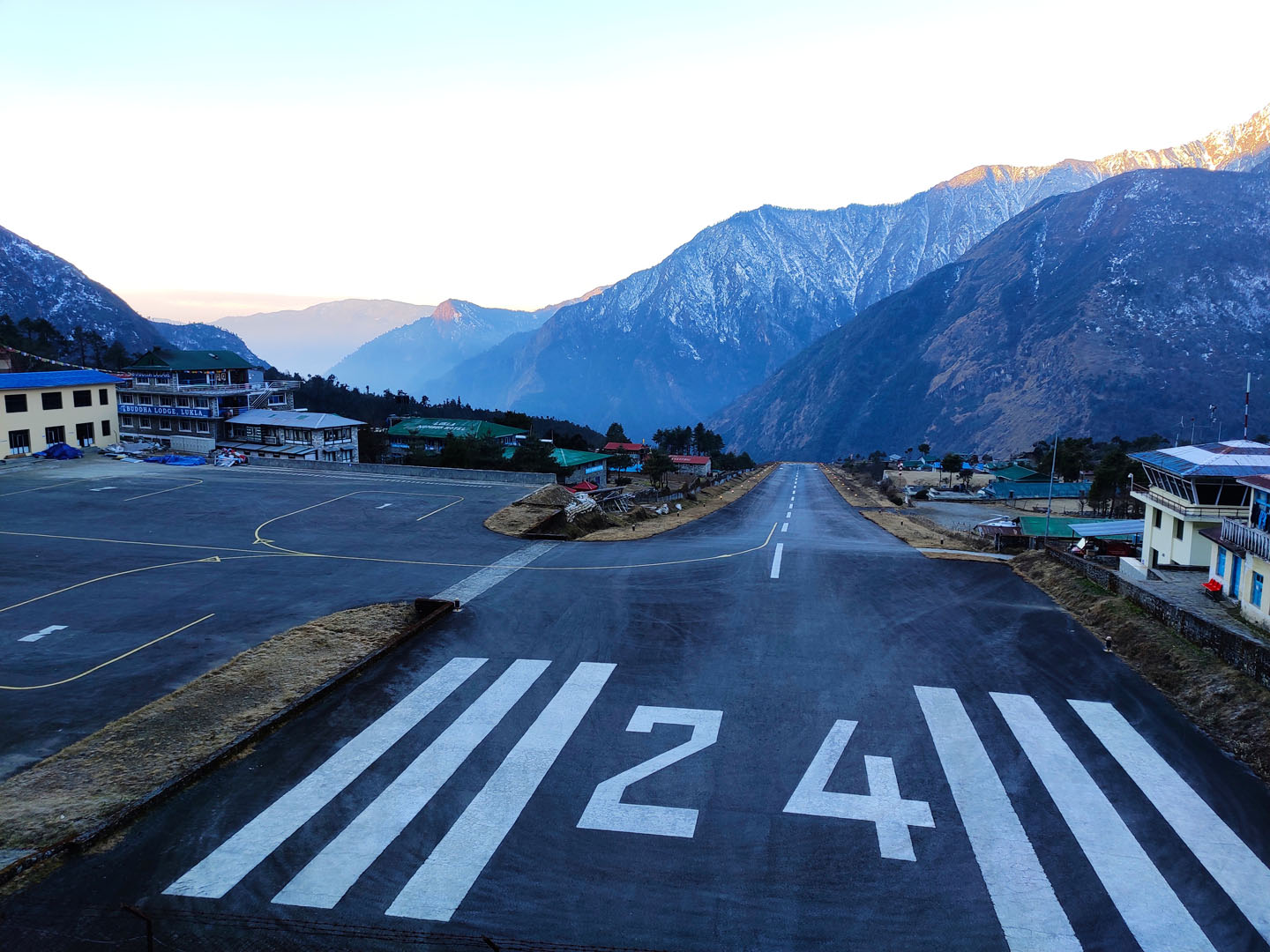 Early morning view of Lukla Airport Runway