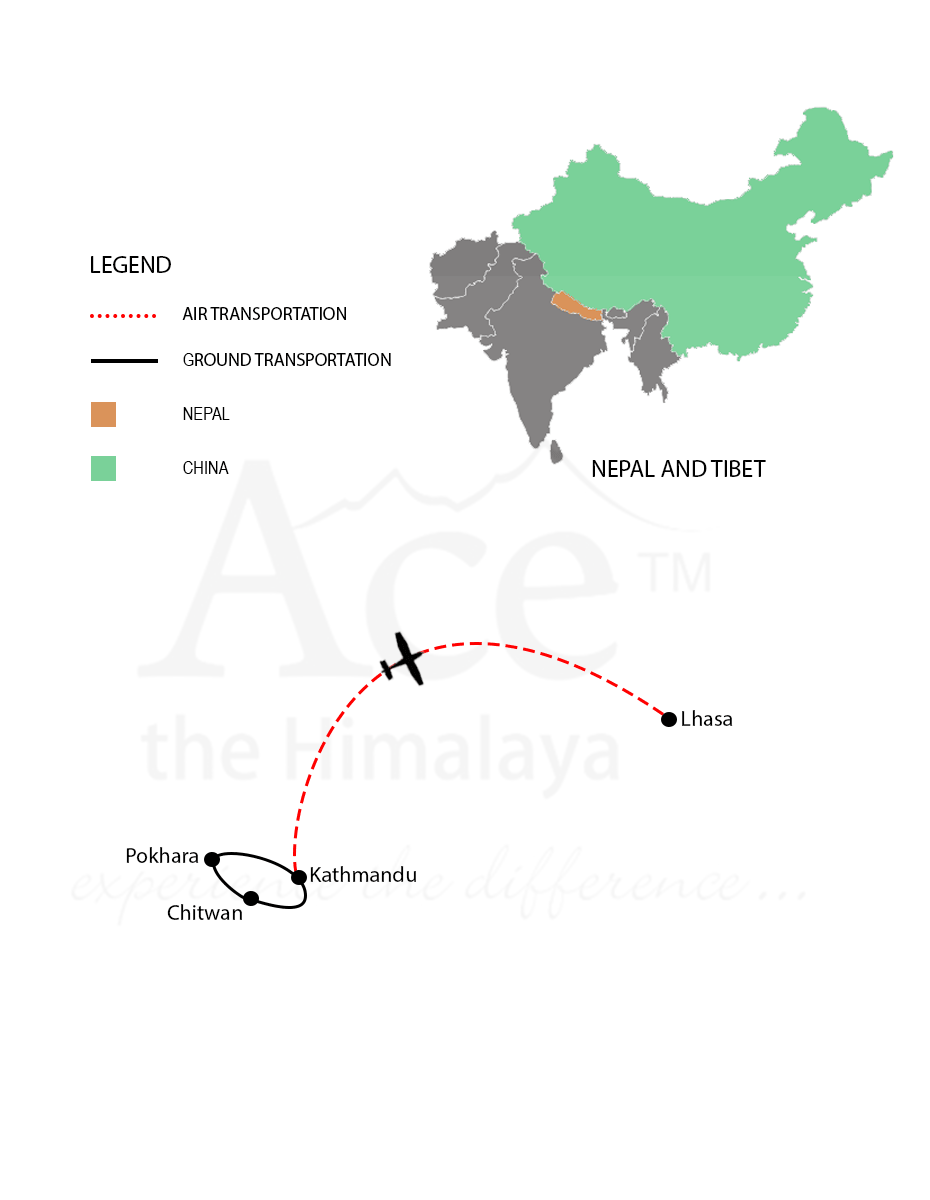 Nepal and Tibet map