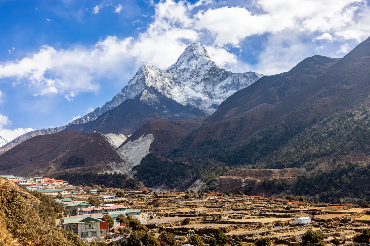 Pangboche village with mount Amadablam in the background