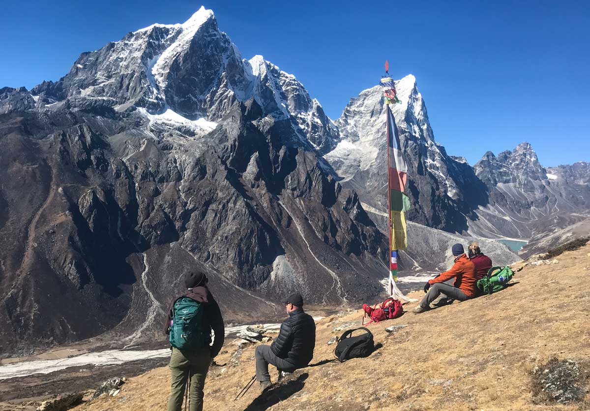 taking rest during trek