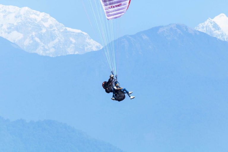 Paragliding in Pokhara close up view