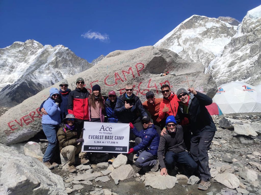 Trekking group photo at Everest Base Camp