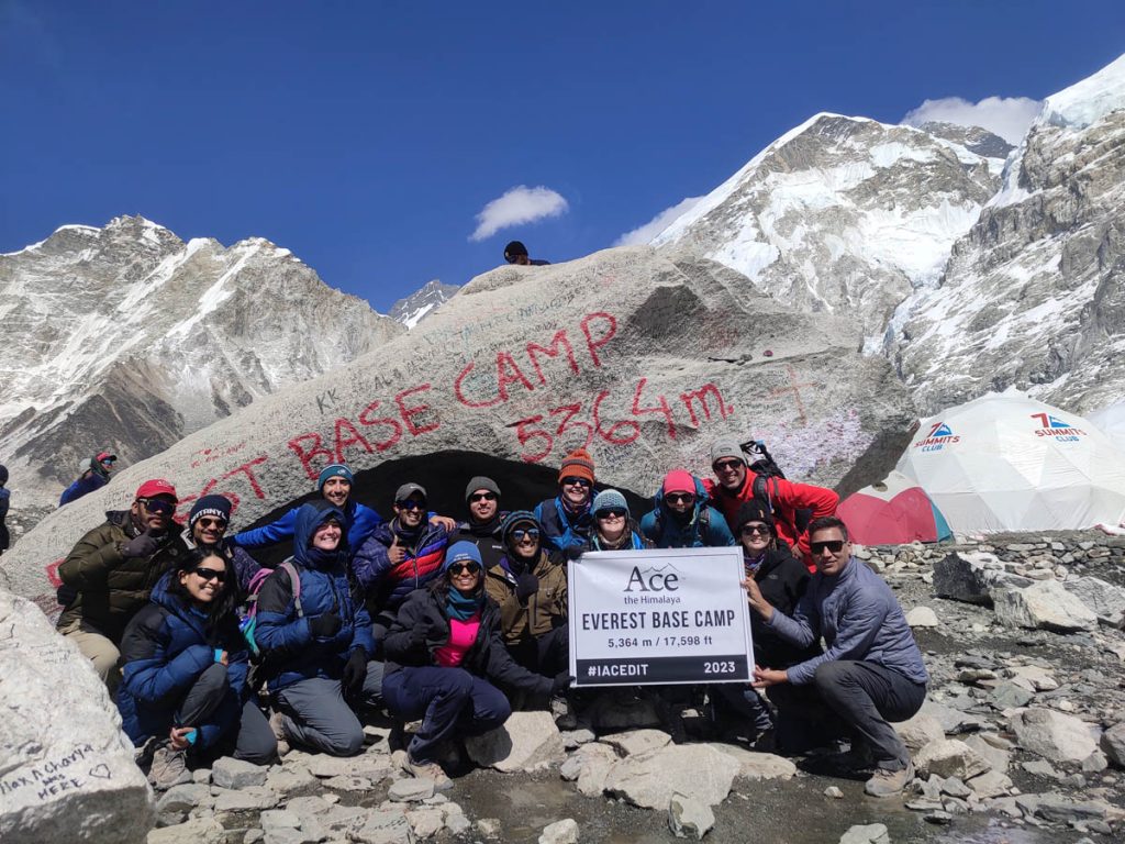 Trekking group photo at Everest Base Camp