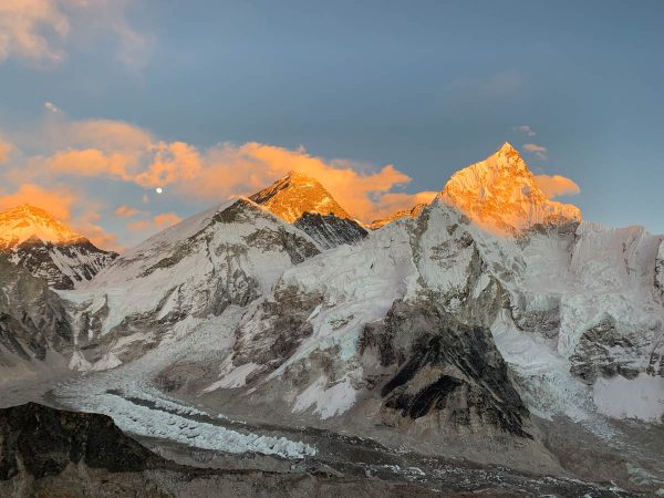 Sunset view of Mount Everest and Nuptse from Kalapatthar