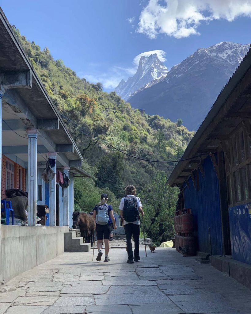 Annapurna Base Camp trail with Mt Machhapuchhare in the background